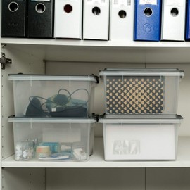 Rotho Compact storage box 4.5 l with lid, plastic (PP), gray / transparent, 4.5 liters / A5 (27 x 18.5 x 15 cm)