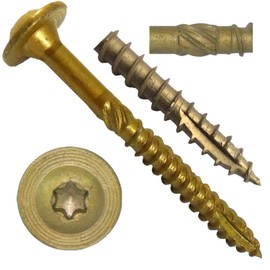 #15 x 2-1/2" Construction Lag Screw Exterior Coated Torx/Star Drive Heavy Duty Structural Lag Screw Far Superior to Common Lag Screws - Modified Truss Washer Head - 100 Screw Count