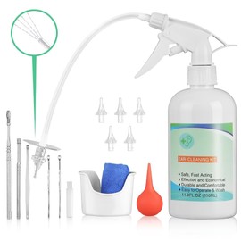 Ear Wax Removal, Ear Cleaner, Earwax Removal Kit, Ear Irrigation Flushing System, Safe and Effective Ear Lavage Kit for Ear Cleaning, Includes Basin, Syringe, Curette Kit, Towel, Resuable Tips