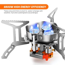 Odoland 6800W Windproof Camping Gas Stove, Portable Outdoor Camping Furnace, Folding Wild Camp Gas Burner, Backpacking Stove Suitable for Hiking, Camping, Trekking and Picnic
