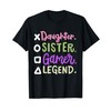 Daughter Sister Gamer Legend Video Gaming Women Girls Teens T-Shirt