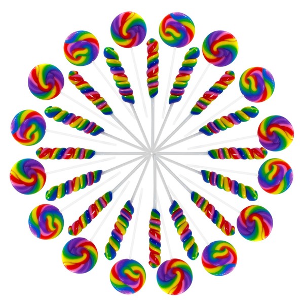 Net 1.2 LB Rainbow Twisty & Swirl Lollipops 32 Pack