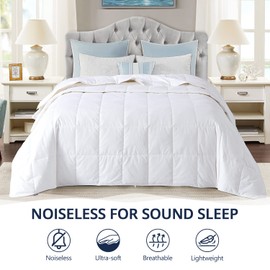 Globon Globon Down Blanket, Extra Lightweight Summer Comforter/Duvet Insert, Noiseless & Extra Soft, Queen Size 90x90 inches,10 Ounce Fill Weight, White