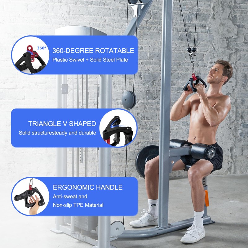 HXD-ERGO Double D Rowing Handle Barbell Attachment Set, Barbell Attachment