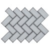 White Glass Mirror Beveled Herringbone 2'' x 4'' Tile Kitchen