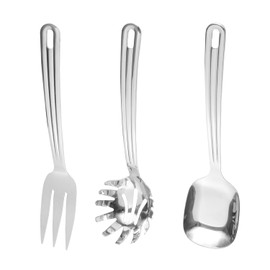 HIFIND Serving Utensils Set 3PCS, Stainless Steel Heavy Duty Kitchen Utensils Set for Serving with Serving Spoons, Serving Fork, Pasta Fork For Buffet, Wedding, Party
