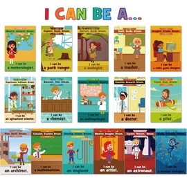 26 Pieces STEAM Careers Bulletin Board Set Science Classroom Bulletin Board Decoration Science Aviation Anthropology Medical Design Job Chart Poster with Inspirational Quotes for School Classroom Wall