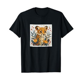 Leopard Flowers With Hearts Around Boho Style Graphic T-Shirt