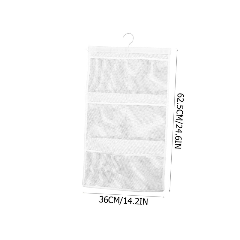 Ciieeo 1Pc White Hanging Bathroom Organizer with Mesh Pockets for