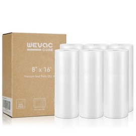 Wevac Vacuum Sealer Bags 8x16' Rolls 6 pack for Food Saver, Seal a Meal, Weston. Commercial Grade, BPA Free, Heavy Duty, Great for vac storage, Meal Prep or Sous Vide