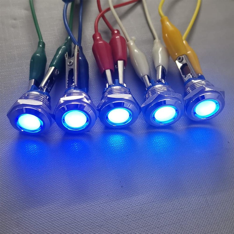 GUUZI 5pcs 12V-24V 16mm LED Metal Indicator Light Waterproof Signal
