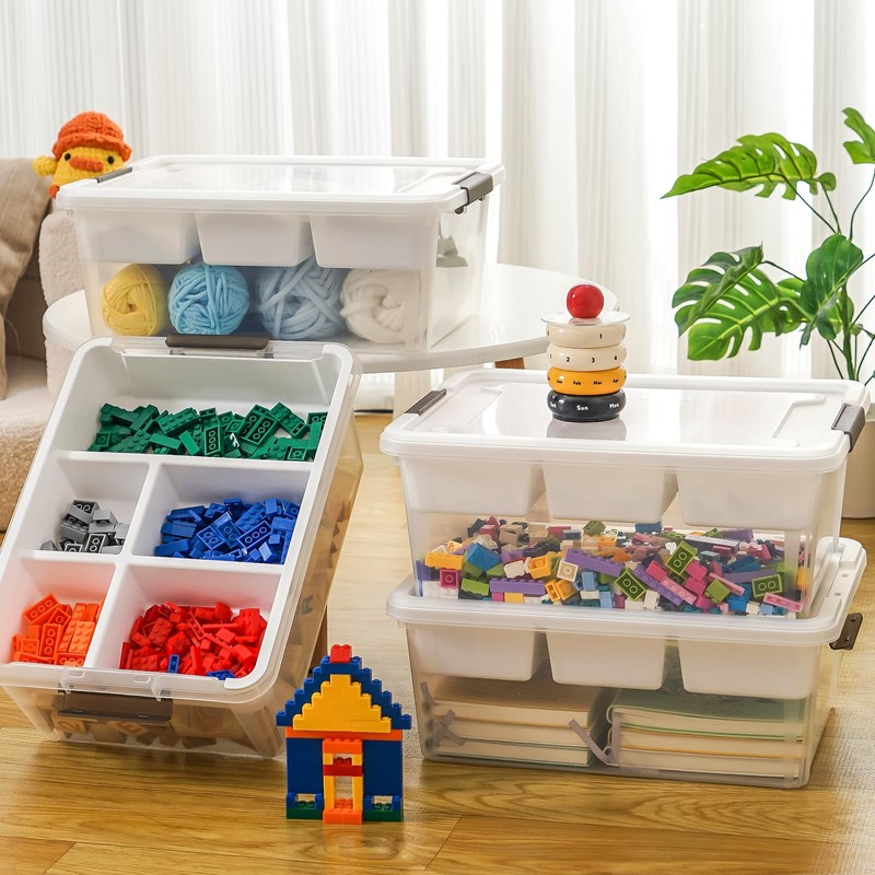 MACOPRO Plastic Storage Box with Removable Tray Craft Organizers and