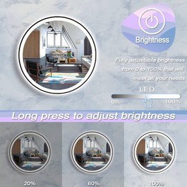 DIDIDADA Black Frame Round LED Bathroom Mirror with Lights for Bathroom Wall Black Lighted Vanity Mirrors 24 Inch 3 Color Dimmable Circle Smart Bathroom LED Wall Mirrors Anti Fog Makeup LED Mirrors