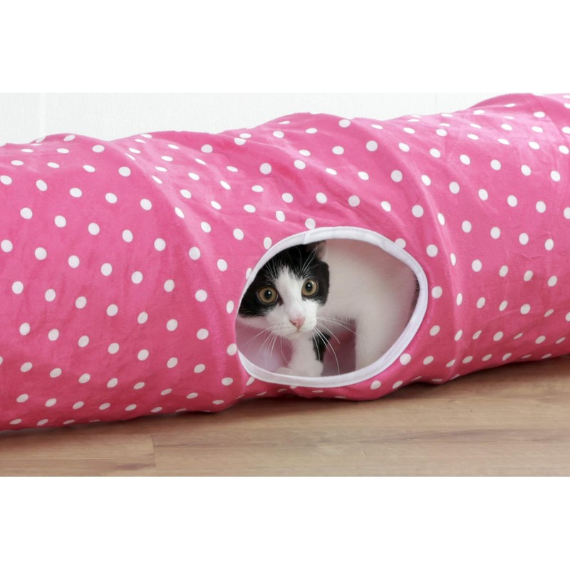 Kerbl Cat Tunnel Puntino Pink/White