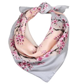 HinyBoeh Womens Silk-Feeling-Scarf Flower-Square-Handkerchief - Satin Bandana Headband Hair Wrapping(27 * 27'')