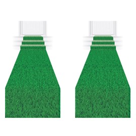 Beistle 2 Piece Fabric Printed Grass Novelty Aisle Runners for Sports Party Supplies Spring and Summer Decorations