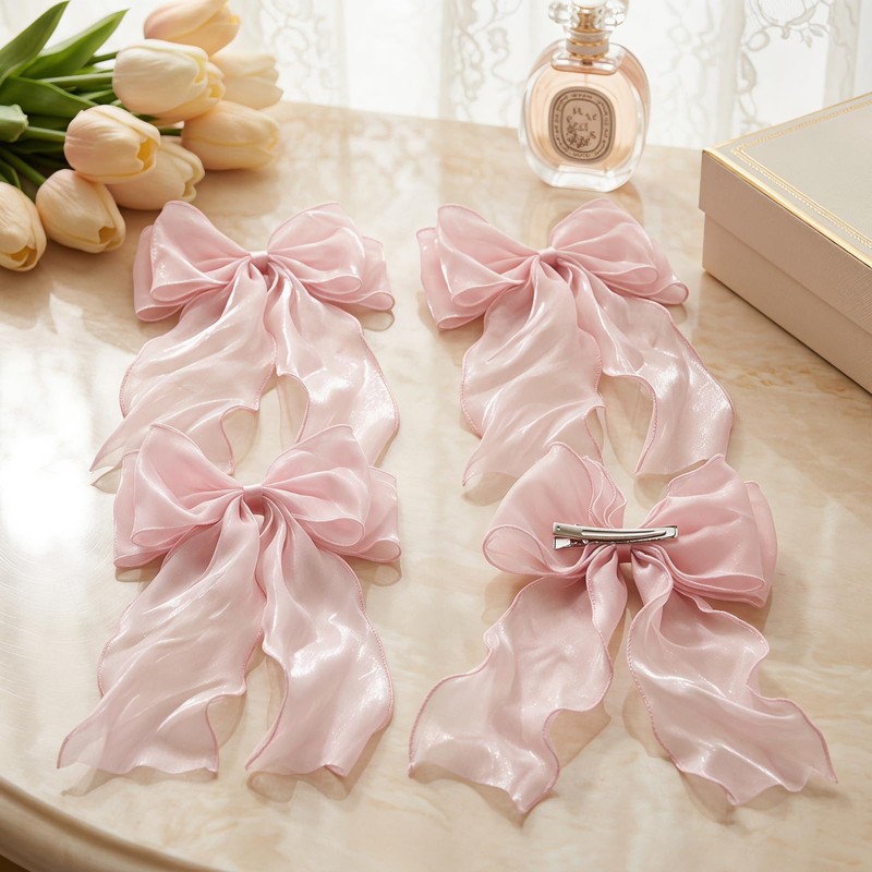 Gudalea Large Hair Bow Clips for Women, Pack of 4,