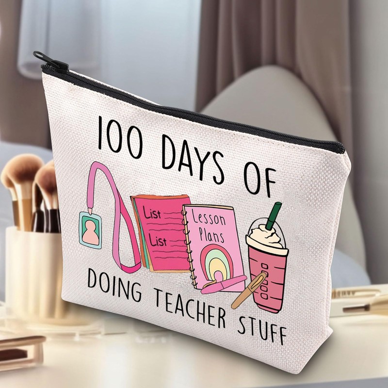 G2TUP 100 Days of Doing Teacher Makeup Bag 100 Days