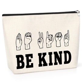 ASL American Sign Language Gift for Women Makeup Bag Thank You Appreciation for ASL Teacher Graduation Present for Girl Friend Makeup Bag Hand Gestures Interpreter Cosmetic Bag for Deaf Zipper Pouch