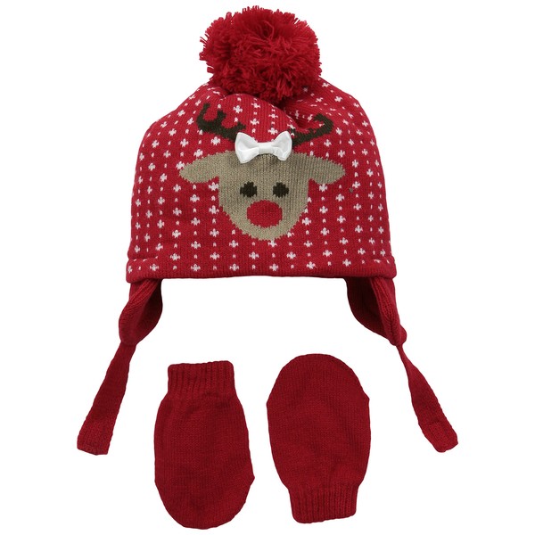 Aquarius Baby Infant Reindeer Trapper with Pom and Magic Mitten