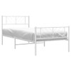 Casafoyer Metal Bed Frame with Headboard and Footboard White 39.4"x74.8"