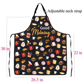 ENSIANTH Breakfast Apron Good Morning Aprons for Men Women Breakfast Maker Apron Funny Breakfast Food Aprons with Pockets (Breakfast Apron)