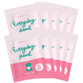 FACETORY K Beauty Mascarilla Facial Cuidado De La Piel - Everyday Pearl Mascarilla De Hoja Iluminadora  A Base De Plantas Con Esencia Perla (Paquete  