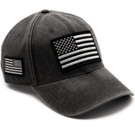 MASHBILL American Flag Baseball Cap - Super Soft Distressed Grey Dad Hat for Men Women - Adjustable Fit with Embroidered USA Patches - One Size Fits Most