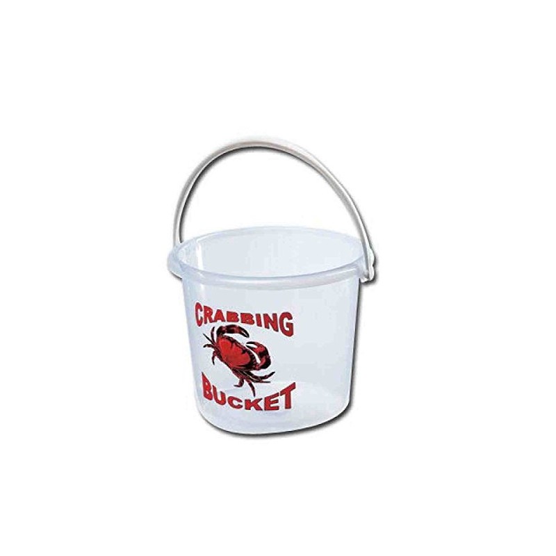 3x 5 Litre Clear Crabbing Bucket With Crab Print -