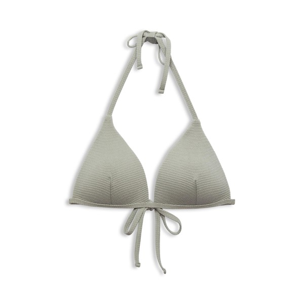 ESPRIT Textured Triangle Bikini Top, Khaki green