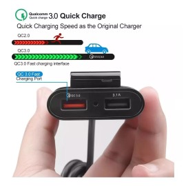 THE9SHOP Combo Cargador Para Auto 3.1a 2+2usb Ampliar Cable V8 Turbo