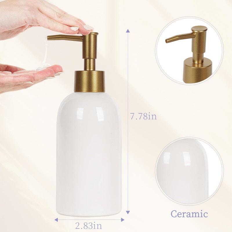 Natheeph 14OZ Ceramic Soap Dispenser Ceramic Soap Pump Dispenser Can