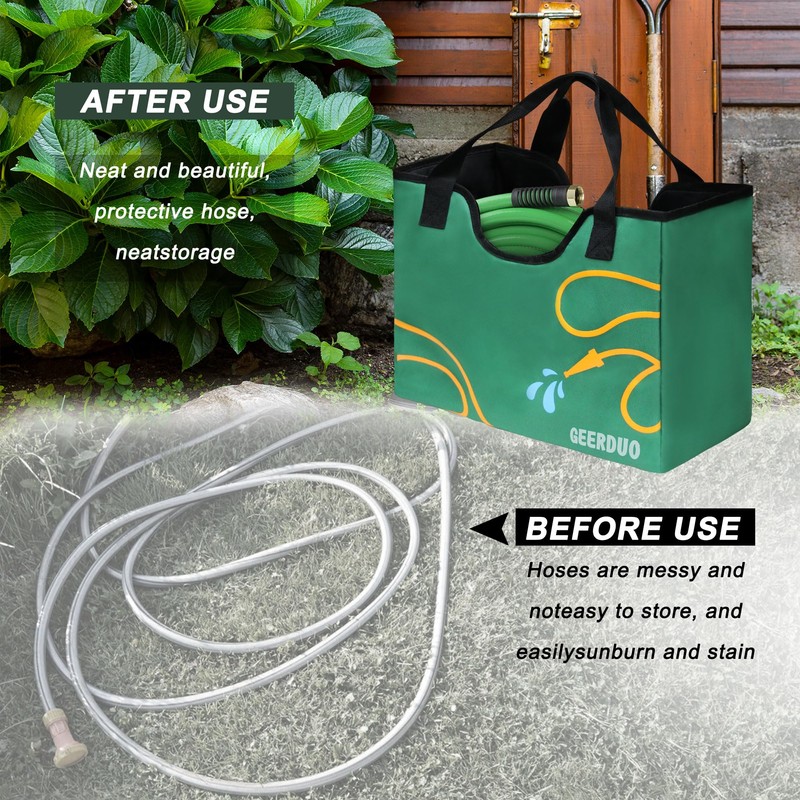 GeerDuo Garden Hose Storage Bag, Portable Expandable Hose Holder for