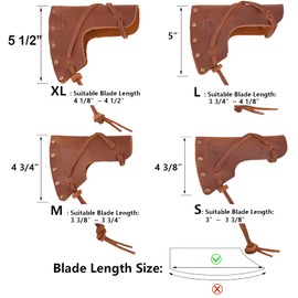 OXPANG Cowhide Leather Hatchet Sheath Holster Axe Head Holder Blade Cover For Hiking (Brown, S：3"~3 3/8")