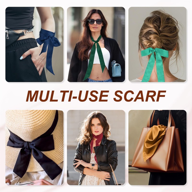 PATIKIL Stylish Ribbon Scarf, Solid Color Skinny Scarf Pure Long