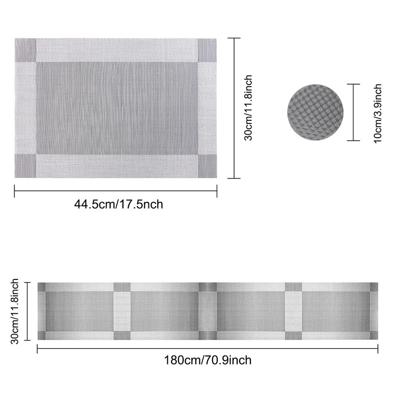 Time to Sparkle 13 PCS Vinyl Woven 6pcs Placemats +