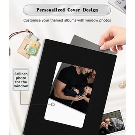 Ejblfe Photo Album 4x6,Linen Cover Slide-in Photo Album Book Can Holds 100 4x6 Photos with 50 Black Sheets for Family,Wedding,Baby and Holiday Pictures (Black)