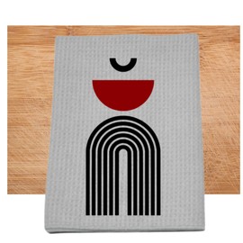 Modern Art Towel Set – Abstract Geometric & Line Face Design – Gray Microfiber Textured – Minimalist Bathroom Decor – Gift for Art Lovers – 2-Pack