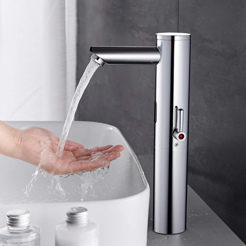 HHOOMMEE Automatic Touchless Bathroom Sink Faucet Tall Body Motion Activated