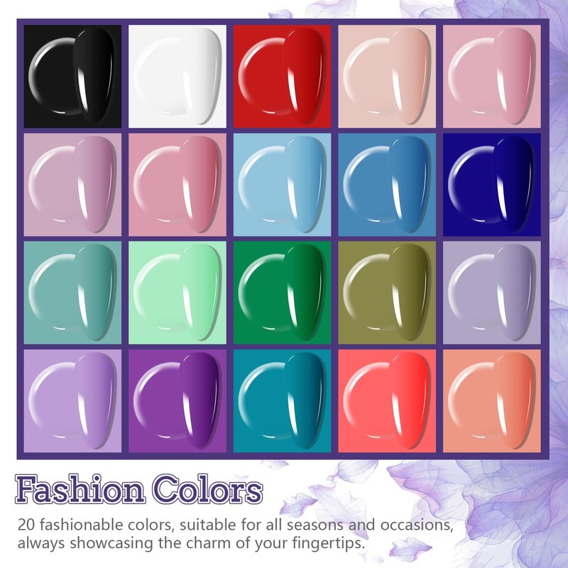 JODSONE 20 Colors Gel Nail Polish Kit with U V