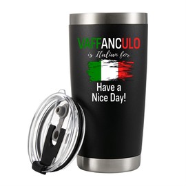 Panvola Vaffanculo Is Italian For Have A Nice Day Italian Gifts Vacuum Insulated Stainless Steel Tumbler For Coworker Friends Sister Brother Family in Italy Travel Mug with Lid and Straw 20 oz Black
