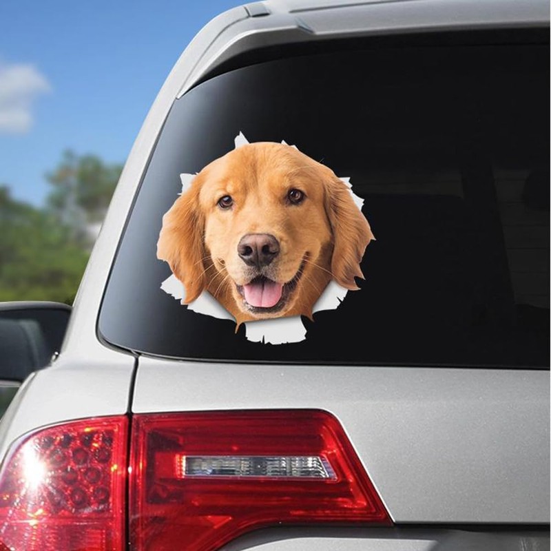 Golden Retriever Sticker, 3D Breakthrough Effect, Reflective, Waterproof, Funny Decoration
