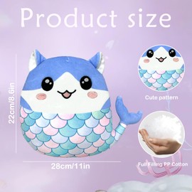 POPOYU Mermaid Stuffed Animal Plush Pillow,Mermaid Pillows for Boys Girls,Soft Hugging Pillow Cute Mermaid Plush Toy for Kids Birthday Christmas Party Favor Gift,Sofa Bedroom Kids Room Decorations