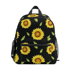 Children's Backpack, Kids Schoolbag Flower Seamless Sunflower Floral Students Bookbag for Boys Girls, Chest Strap