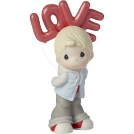 Precious Moments 202002 I Can’t Hide My Love for You Blond Boy Bisque Porcelain Figurine, One Size, Multicolored