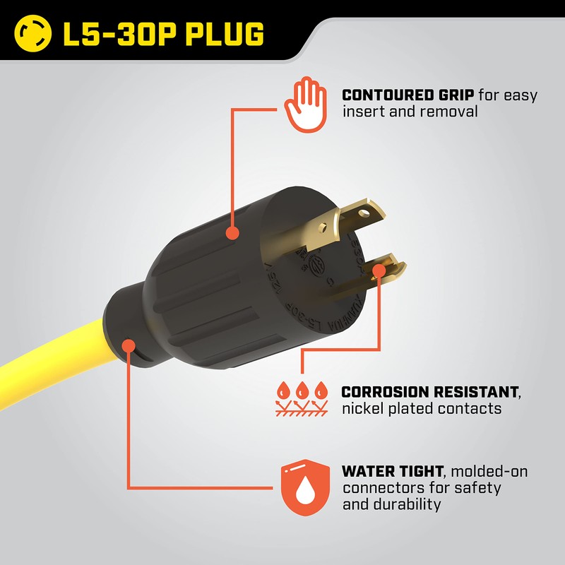 Champion Power Equipment 25-Foot 30-Amp 125-Volt Fan-Style Generator Extension Cord