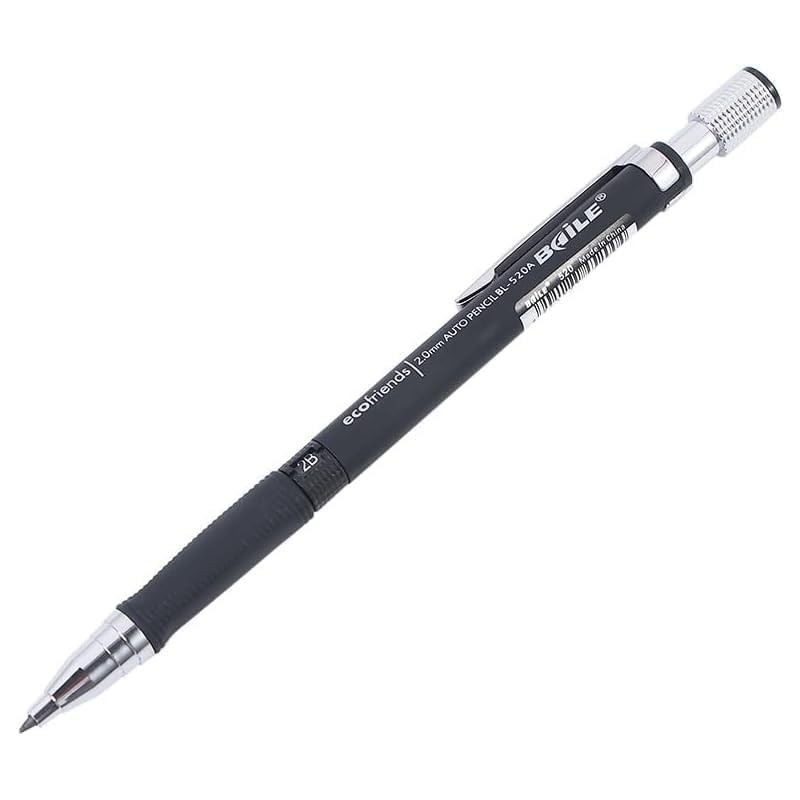 Zhhuoc 1Pc Black Mechanical Pencil 2.0mm 2B Automatic Pencils, Lead