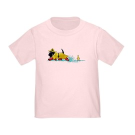CafePress Scottie Showers T Shirt Toddler Graphic Tee, 100% Cotton Pink
