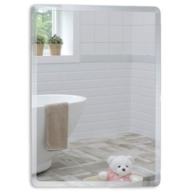 Neue Design Mood Rectangular Bathroom Mirror Wall Mounted (20 x 28 Inch), Vertical & Horizontal, Frameless with Beveled Edges for Bathroom Vanity