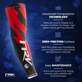 NRV Compression Gaming Esport (Edition) - Optimize your eSports Game with Camouflage Style - Designed by Professionals - Durable, Breathable and Friction Free, black/red, L